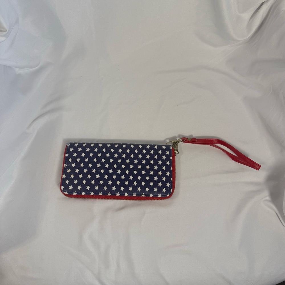 IMO Imoshion Clutch Wristlet Wallet Patriotic Blue Red White